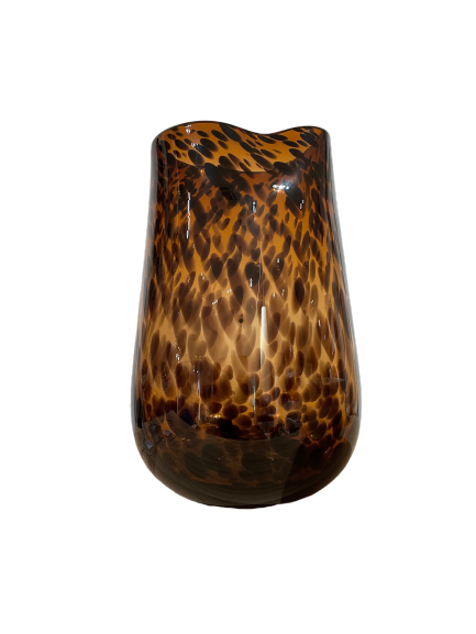 Vase léopard en verre marron